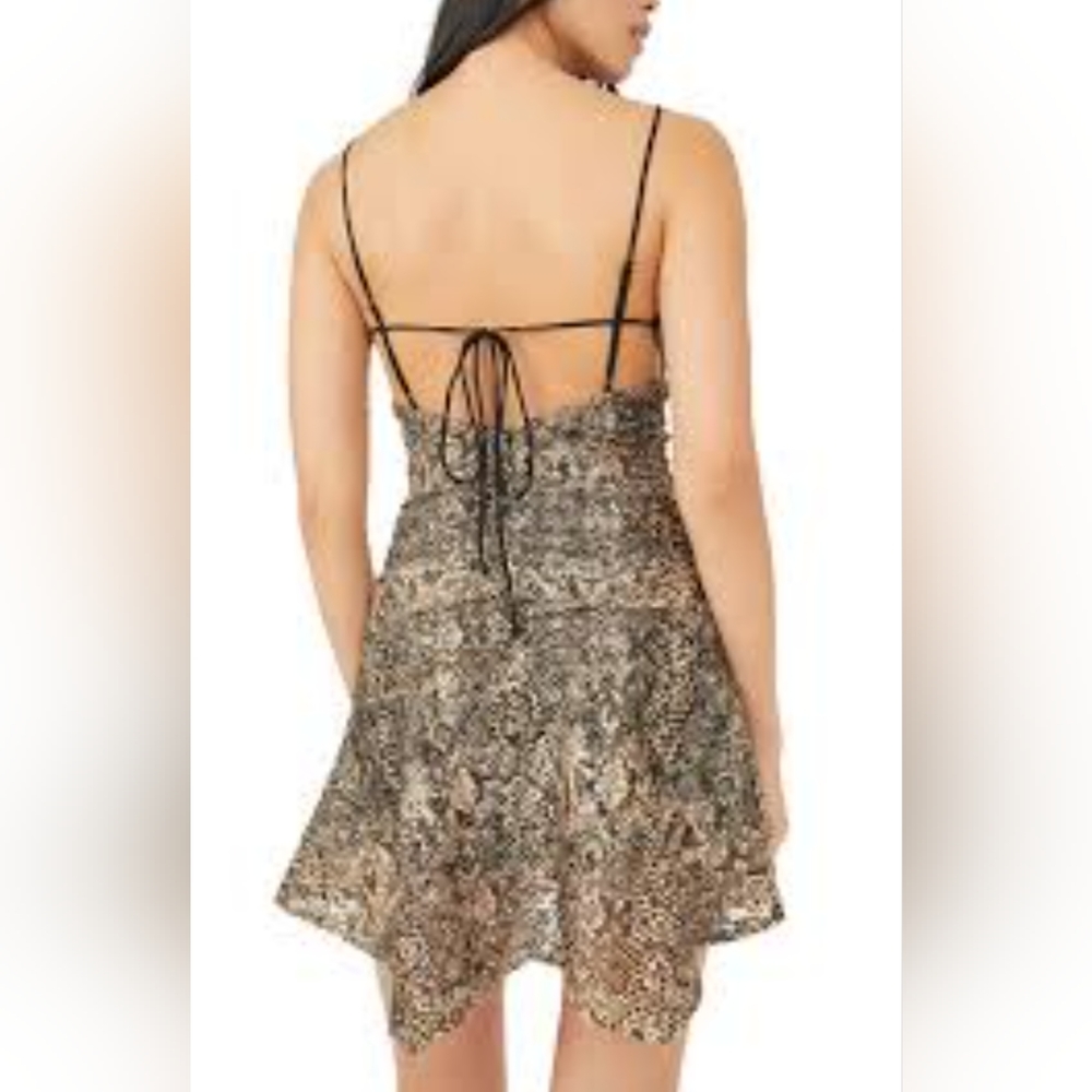 Free People Sierra Lace Mini Dress In Sand Combo